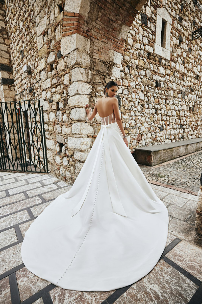 Svatby Felice - Zvonilka, vel. 36, korzetové šaty s mašlí a vlečkou