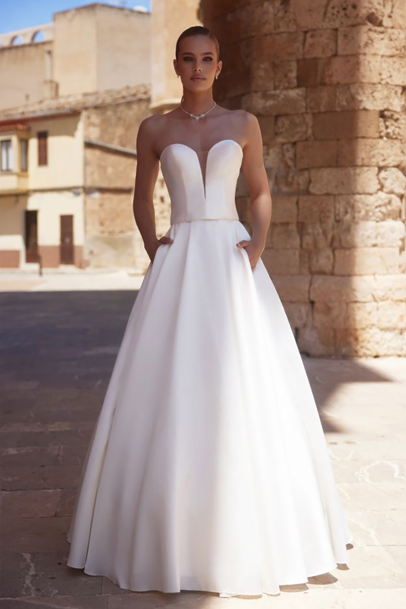 Svatby Felice - Yara, vel. 36, saténová sukně s korzetem