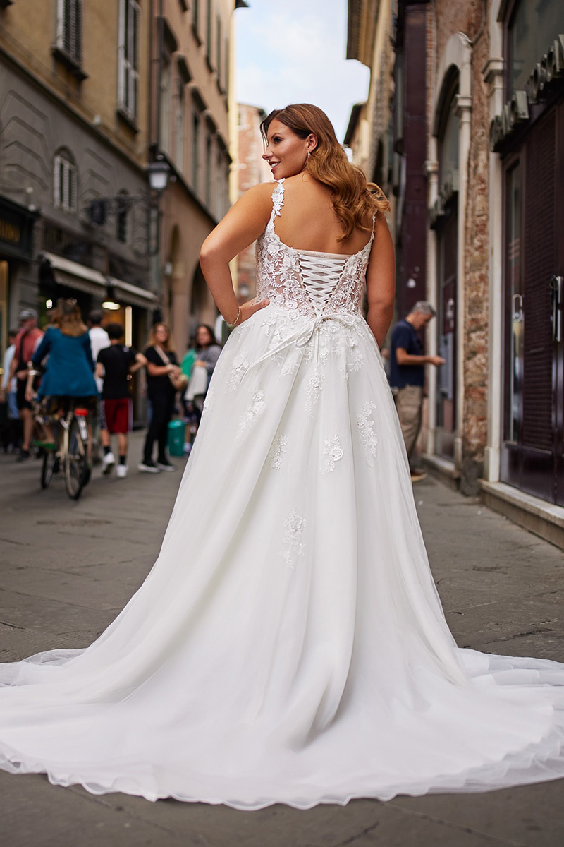 Svatby Felice - Kaira, vel. 42, 44, romantické šaty s krátkým rukávem