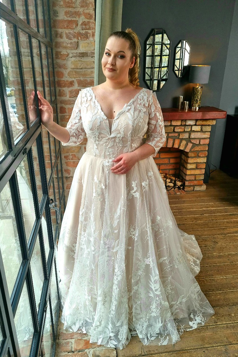 Svatby Felice - Thalia, vel. 50, luxusní šaty se s nevšení krajkou