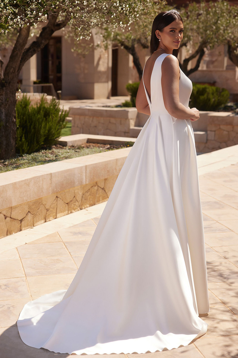 Svatby Felice - Idalia, vel. 46, hladké saténové šaty