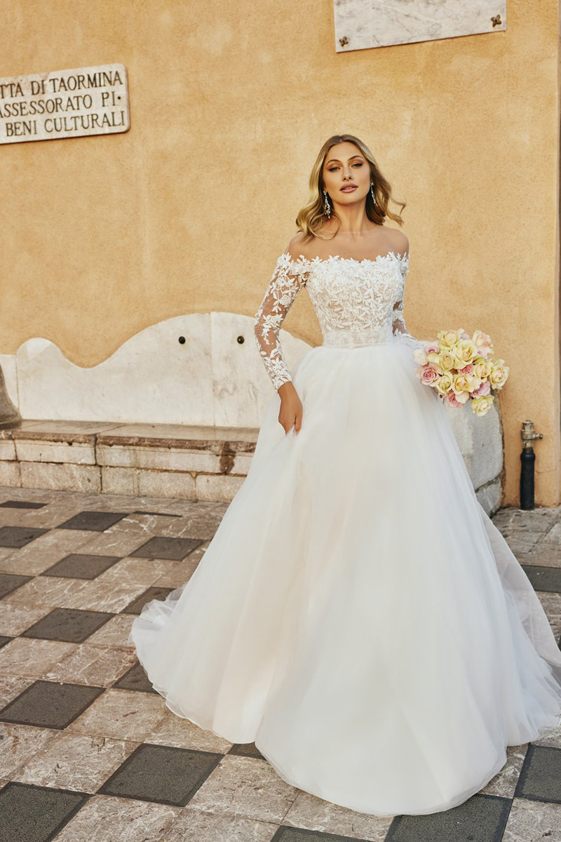 Svatby Felice - Sposa, krajkové šaty s bohatou tylovou sukní